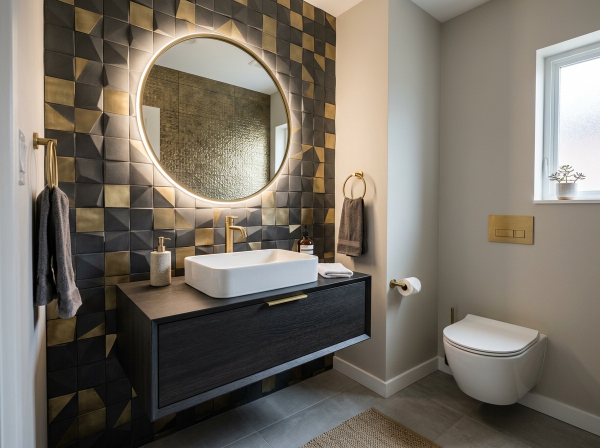 Walnut Grove Modern Powder Room - After
