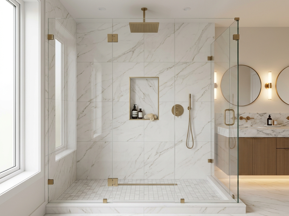 Murrayville Curbless Walk-In Shower - After